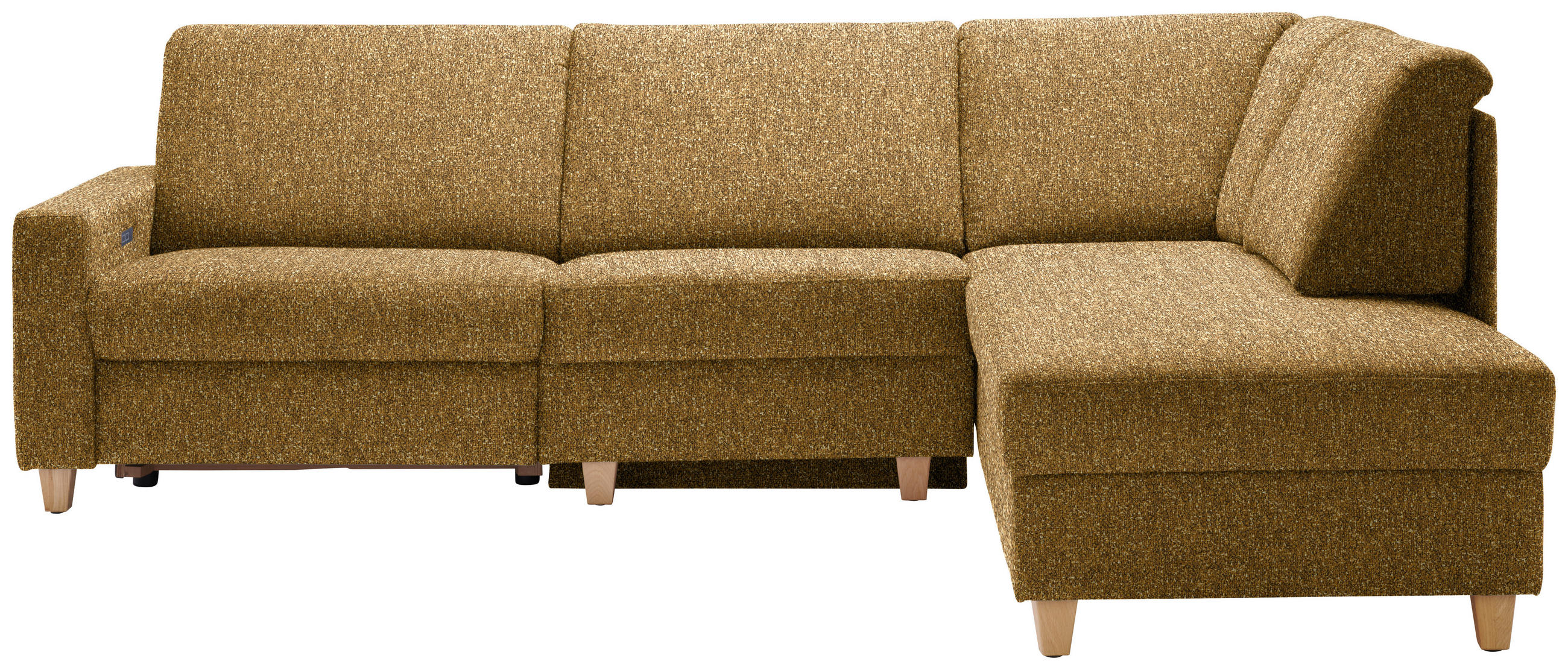 ECKSOFA  in Mikrovelours Senfgelb  261/203 cm  - Eichefarben/Senfgelb, KONVENTIONELL, Holz/Textil (261/203cm) - Sedda