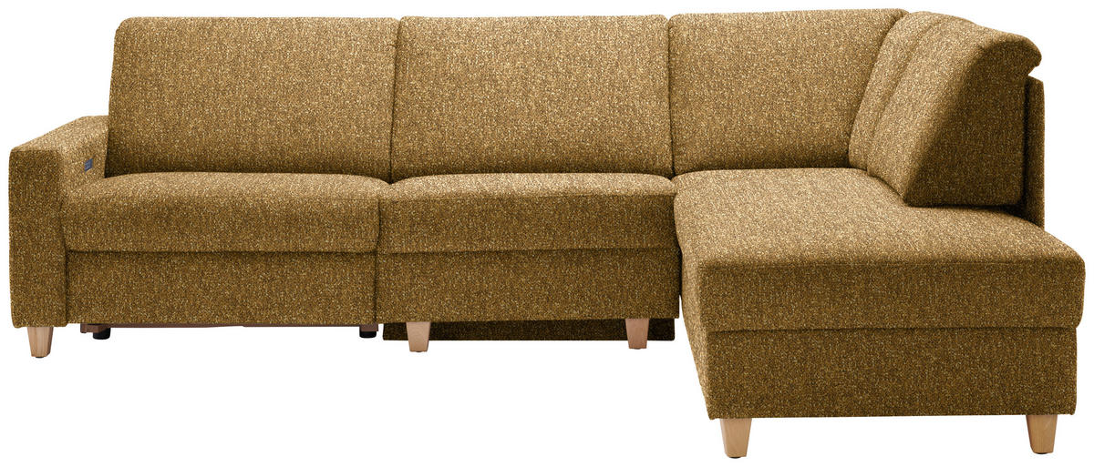 ECKSOFA  in Mikrovelours Senfgelb  261/203 cm  - Eichefarben/Senfgelb, KONVENTIONELL, Holz/Textil (261/203cm) - Sedda