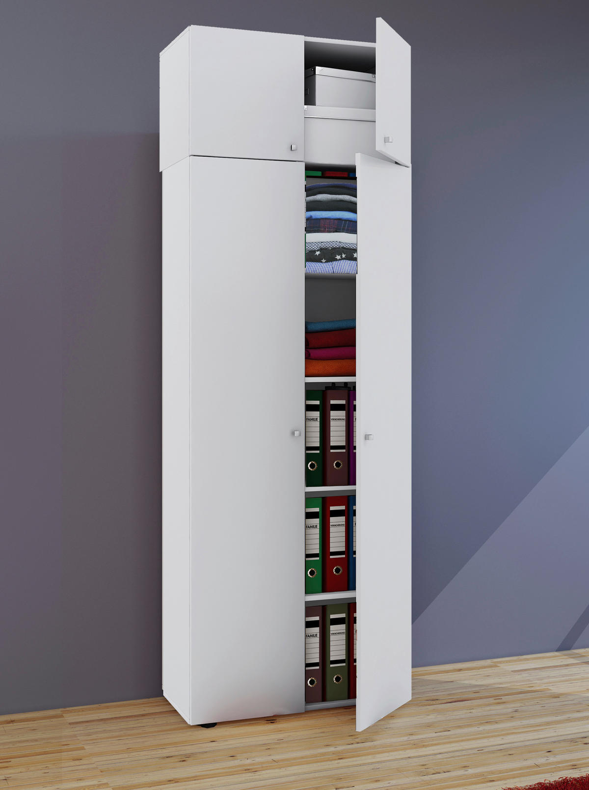 MEHRZWECKSCHRANK 70/218/39 cm  - Weiss/Schwarz, Modern, Holzwerkstoff/Kunststoff (70/218/39cm) - MID.YOU