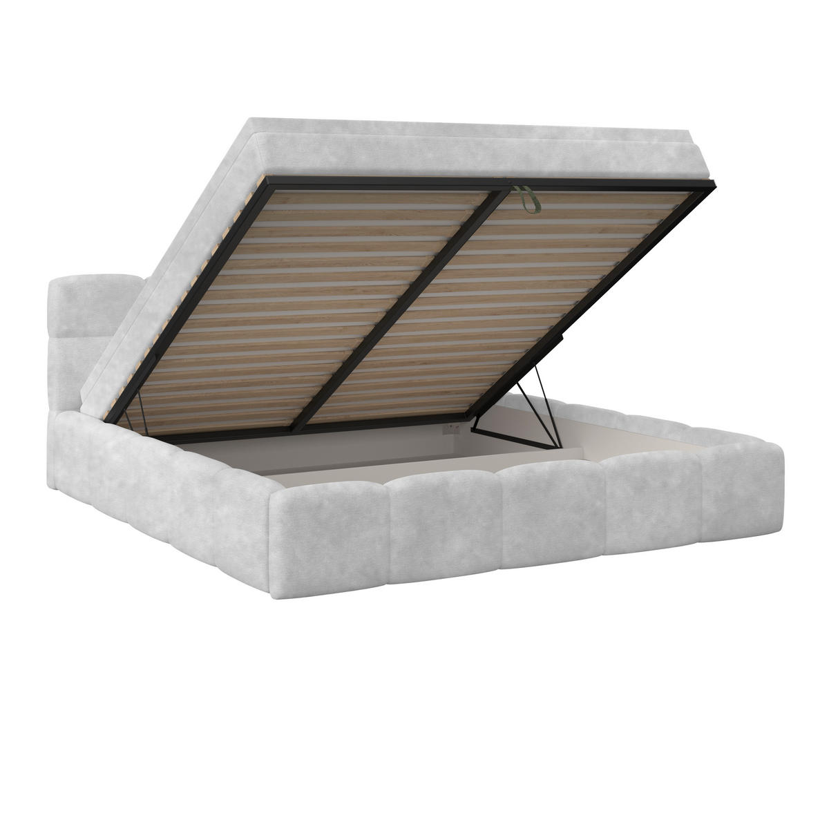 POLSTERBETT 160/200 cm,  in Hellgrau, Matratze, Bettkasten, H3 = fest  - Hellgrau/Schwarz, Trend, Kunststoff/Textil (160/200cm)