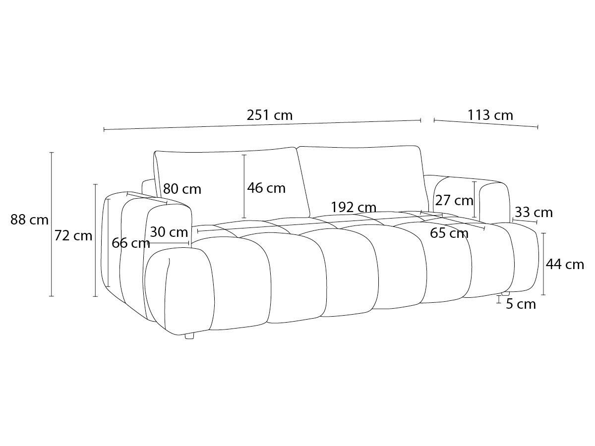 SCHLAFSOFA FUJI Bouclé Weiß  inkl.  - Schwarz/Weiß, MODERN, Kunststoff/Textil (251/113/88cm)