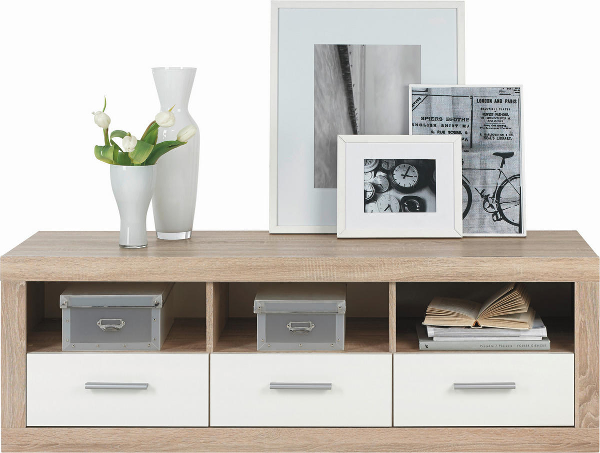 COMODĂ TV 147/49/45 cm  - stejar Sonoma/argintiu, Design, plastic/material pe bază de lemn (147/49/45cm) - Boxxx