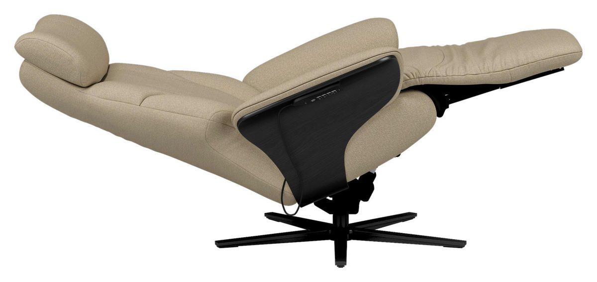 RELAXSESSEL Flachgewebe Relaxfunktion, Kopfteilverstellung, Fußteilverstellung, Rücken echt    - Beige/Schwarz, Design, Holz/Textil (86/116/87cm) - Stressless