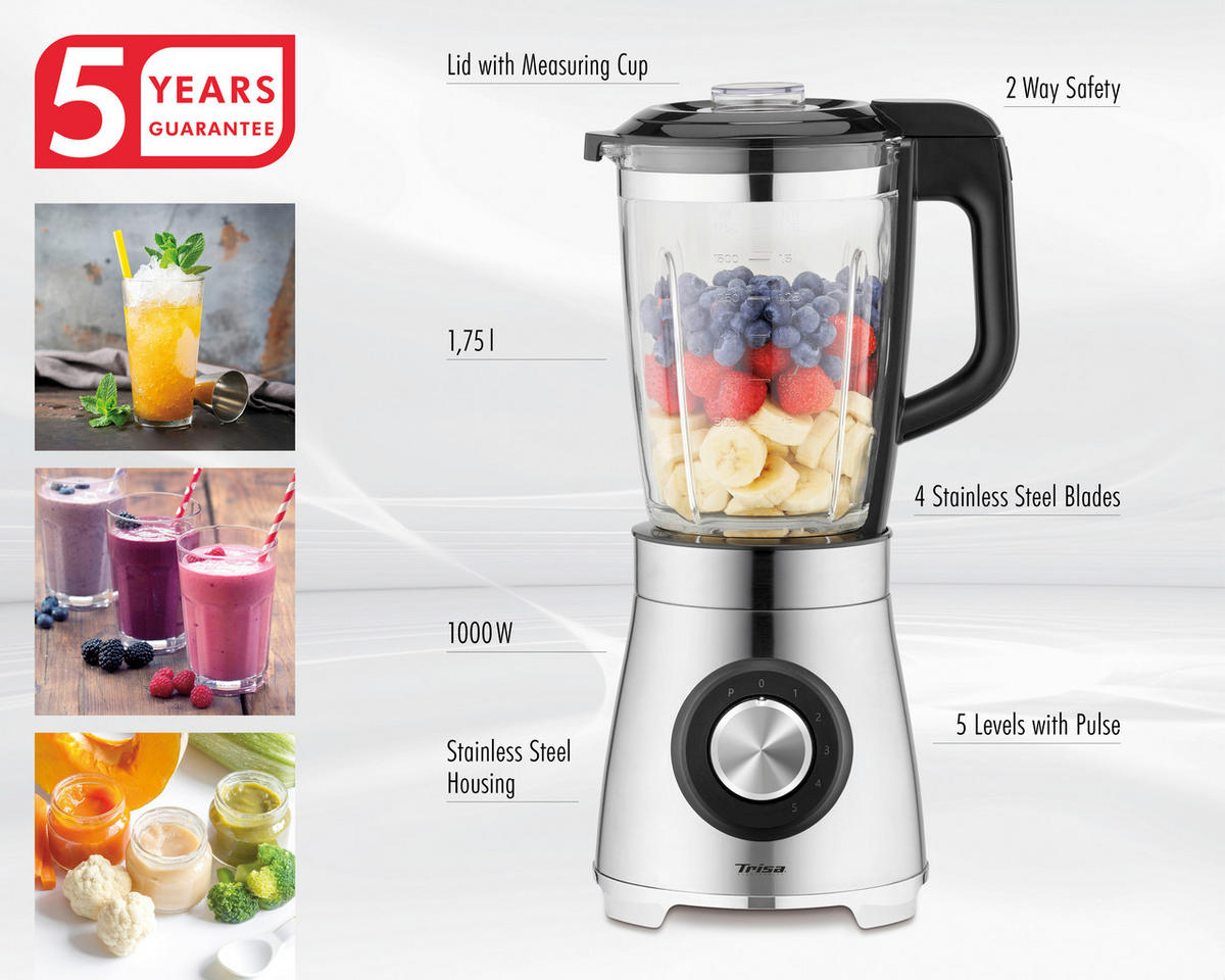 STANDMIXER  - Basics, Metall (24,5/19,5/47,2cm) - Trisa Electronics