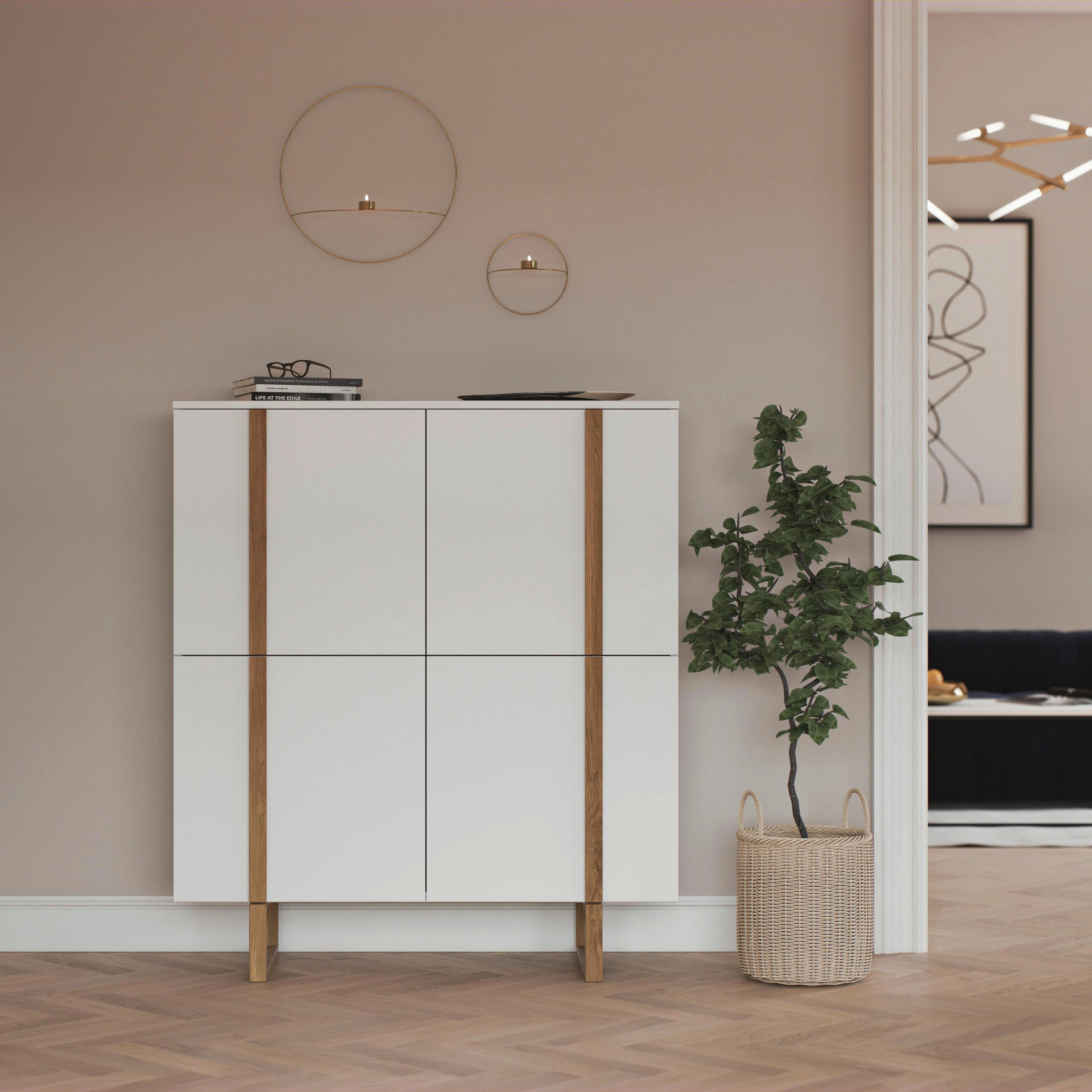 HIGHBOARD in 118/135/43 cm - Eichefarben/Weiß, Design, Holz/Holzwerkstoff (118/135/43cm)