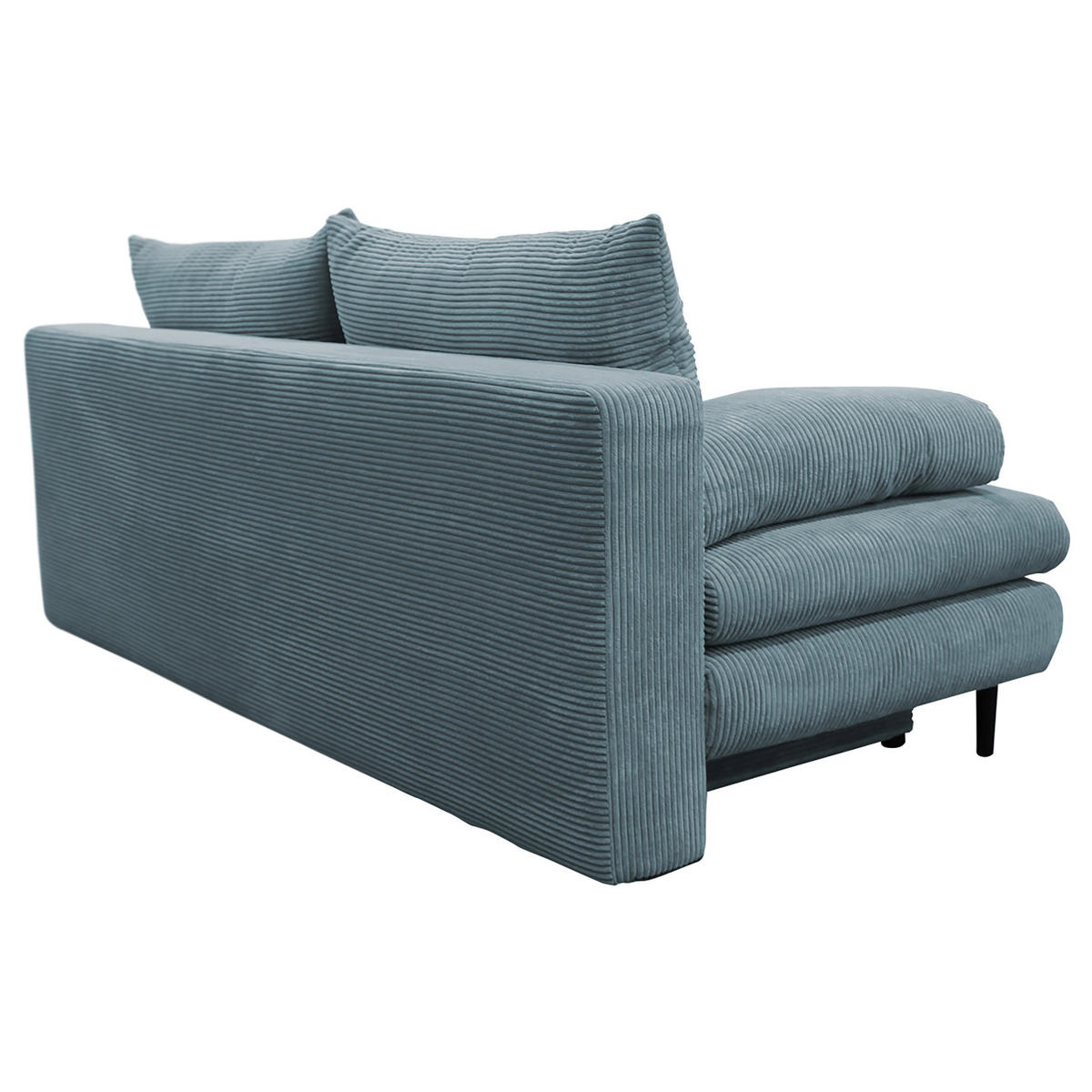 SCHLAFSOFA Cord Türkis  - Türkis/Schwarz, Design, Holz/Textil (202/85/99cm) - P & B