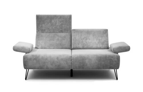 2-SITZER-SOFA in Samt Hellgrau  - Hellgrau/Schwarz, Design, Textil/Metall (164-194/85/86-94cm) - SENSOO