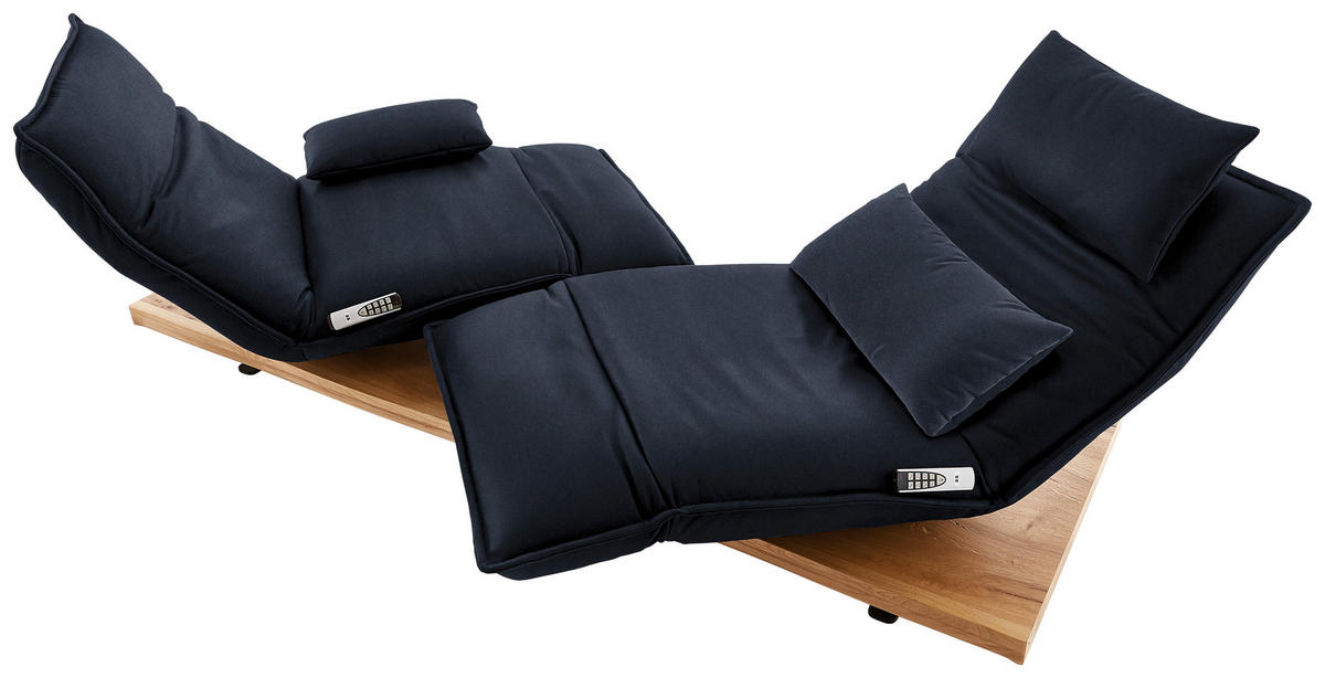 2-SITZER-SOFA in Echtleder Dunkelblau  - Eichefarben/Schwarz, Natur, Leder/Holz (240/63/115cm) - Koinor