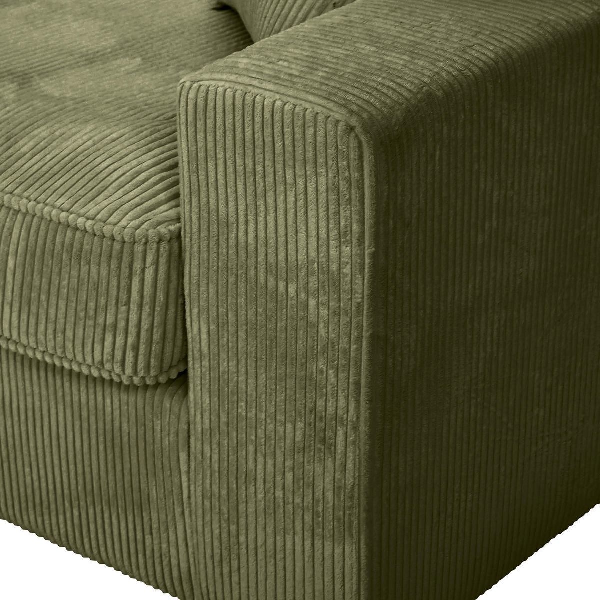 ECKSOFA  in Cord Olivgrün Zierkissen, Rückenkissen, Rücken echt  228/307 cm  - Schwarz/Olivgrün, MODERN, Kunststoff/Textil (228/307cm) - Carryhome