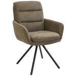 ARMLEHNSTUHL  Stoffauswahl, Sitzfläche 360° drehbar, inklusive Armlehnen Webstoff  - Schwarz/Grün, Design, Textil/Metall (62/89/65cm) - Cantus
