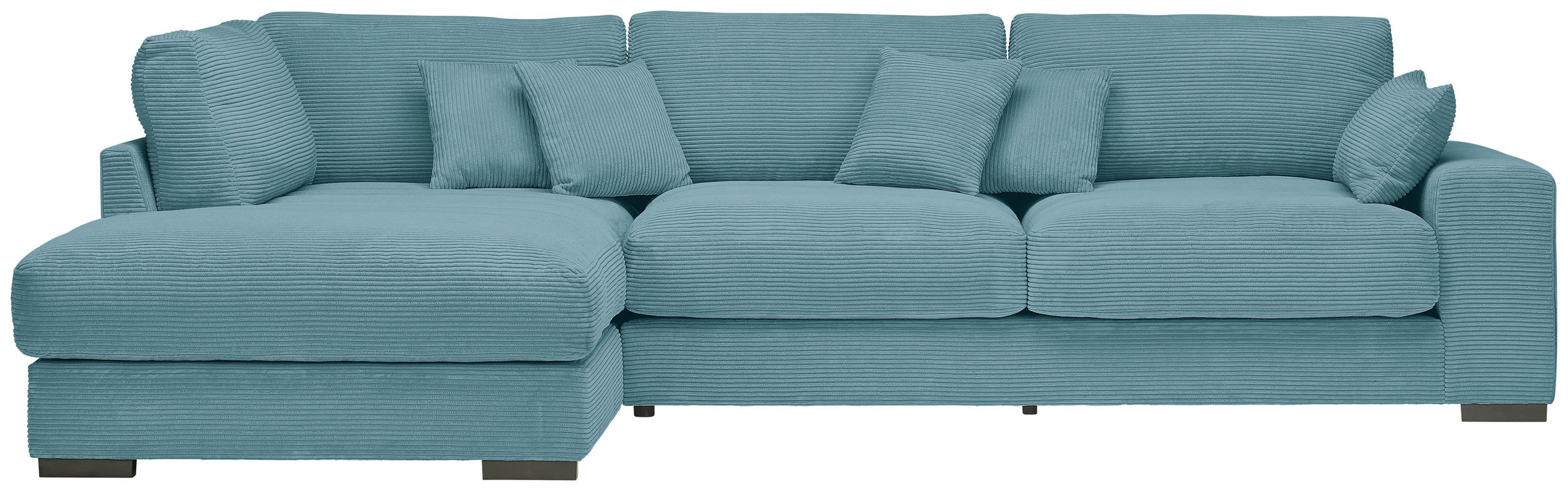 ECKSOFA Hellblau Cord Zierkissen, Rückenkissen  - Schwarz/Hellblau, Design, Kunststoff/Textil (205/340cm) - Lomoco