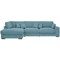 ECKSOFA 205/340 cm  in Cord Hellblau Zierkissen, Rückenkissen  205/340 cm  - Schwarz/Hellblau, Design, Kunststoff/Textil (205/340cm) - Lomoco