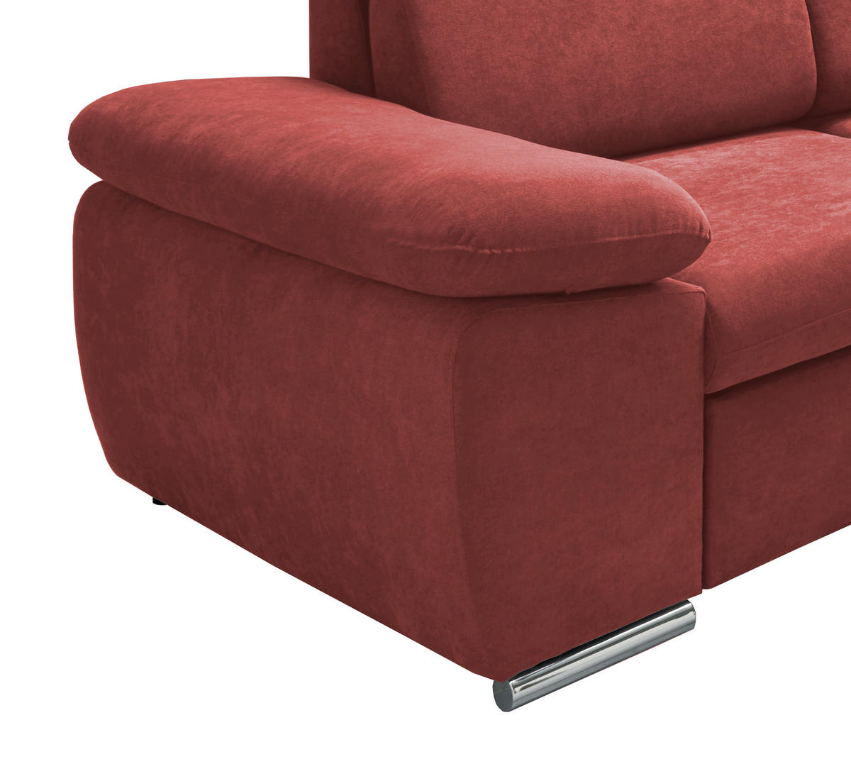 ECKSOFA Mikrofaser Rot  - Chromfarben/Rot, Design, Textil/Metall (283/228cm) - Livetastic