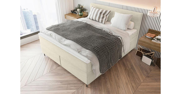 BOXSPRINGBETT 180/200 cm  in Beige  - Beige/Schwarz, KONVENTIONELL, Textil/Metall (180/200cm) - Carryhome