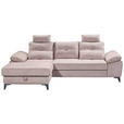 ECKSOFA Rosa Mikrovelours  - Chromfarben/Schwarz, KONVENTIONELL, Kunststoff/Textil (170/270cm) - Carryhome