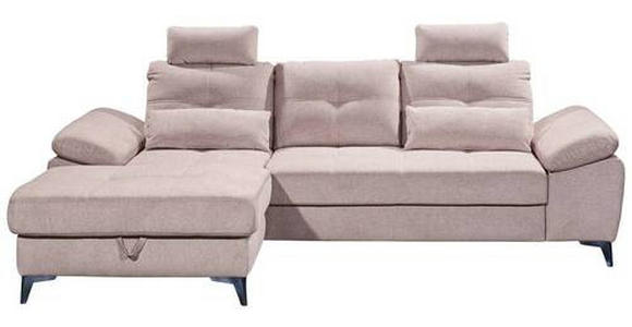 ECKSOFA Rosa Mikrovelours  - Chromfarben/Schwarz, KONVENTIONELL, Kunststoff/Textil (170/270cm) - Carryhome