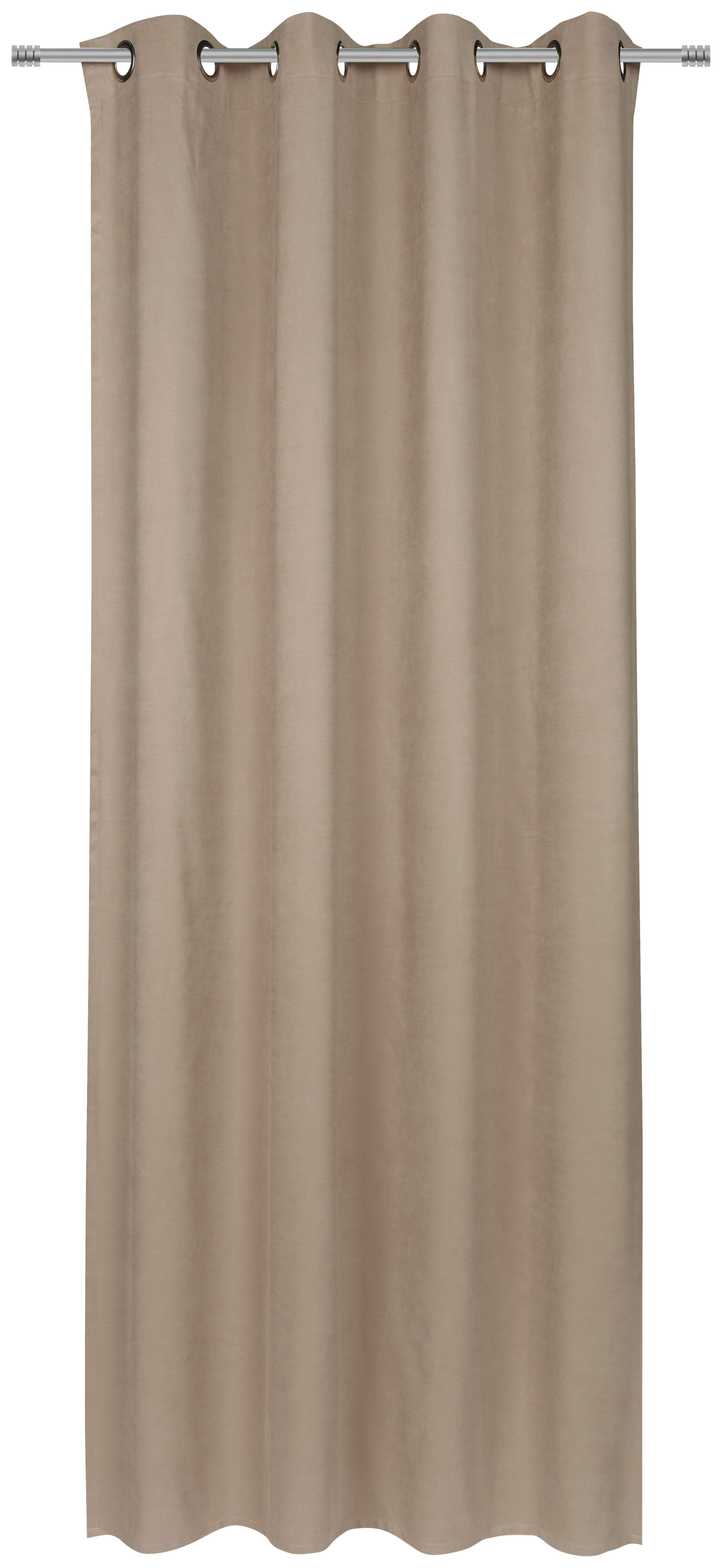 ZAVESA SA KARIKAMA sivo-braon - sivo-braon, Konvencionalno, tekstil (140/245cm) - Esposa