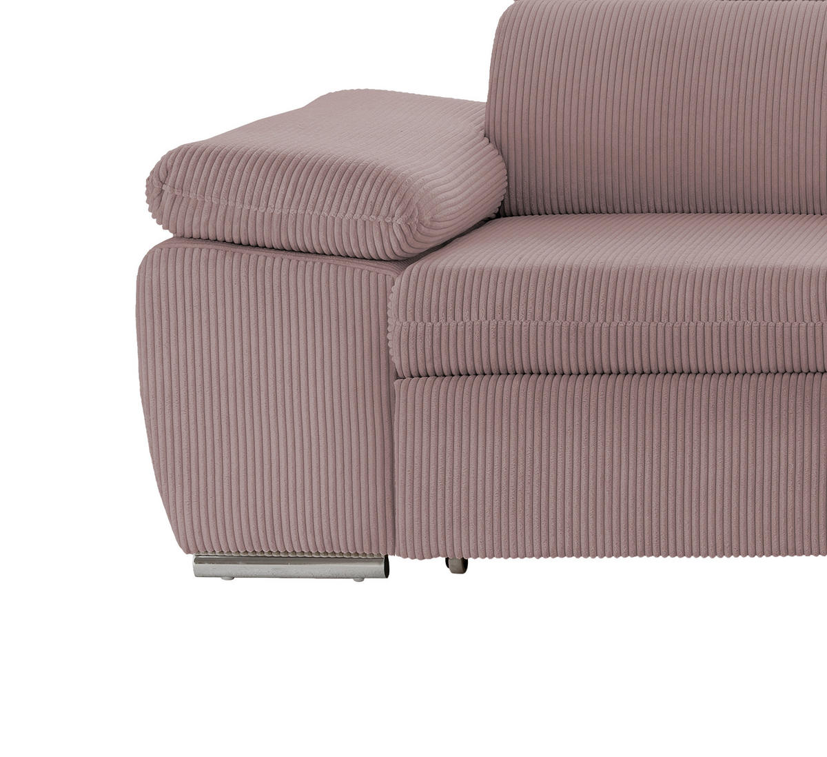 ECKSOFA in Cord Rosa  - Chromfarben/Rosa, Design, Textil/Metall (283/228cm) - Livetastic