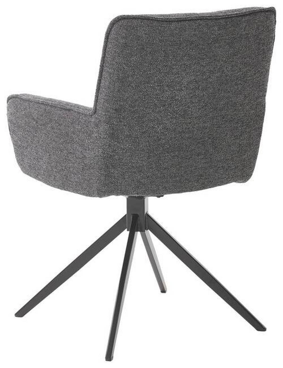 ARMLEHNSTUHL  in Eisen Webstoff  - Schwarz/Graphitfarben, Design, Textil/Metall (61/85/63cm) - Valdera