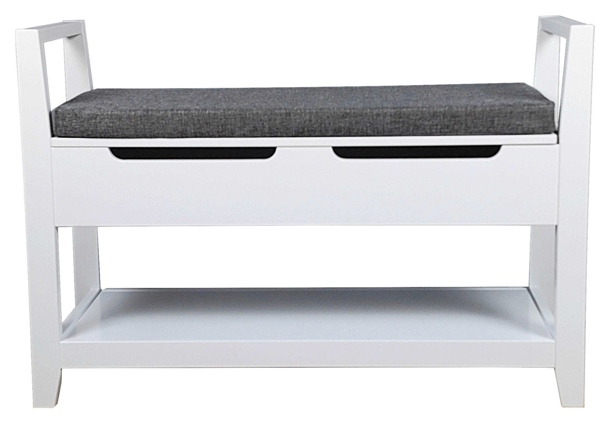 Thumbnail - Xora Schuhbank, Grau, Weiß, Holz, Kiefer, massiv, 1-Sitzer, Füllung: Schaumstoff, 80x55x35.5 cm, Bsci, Truhe im Sitz, Ga...