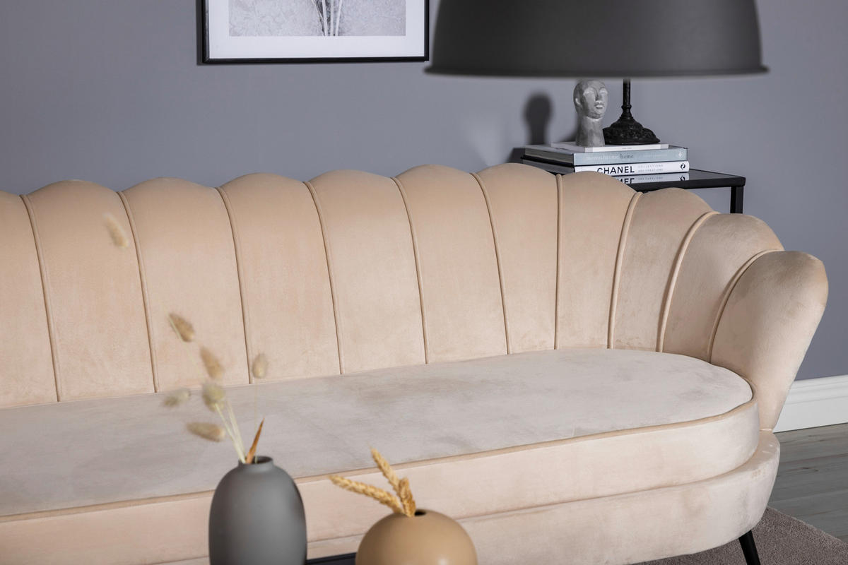 2-SITZER-SOFA Schwarz, Beige  - Beige/Schwarz, Design, Textil/Metall (180/78.5/78cm) - Livetastic