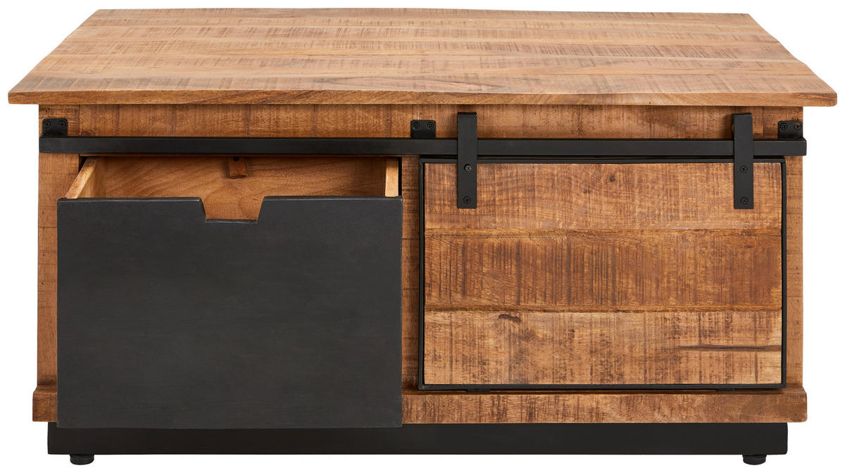 COUCHTISCH in Holz, Metall  - Schwarz/Braun, Natur, Holz/Metall (100/45/66cm) - Livetastic