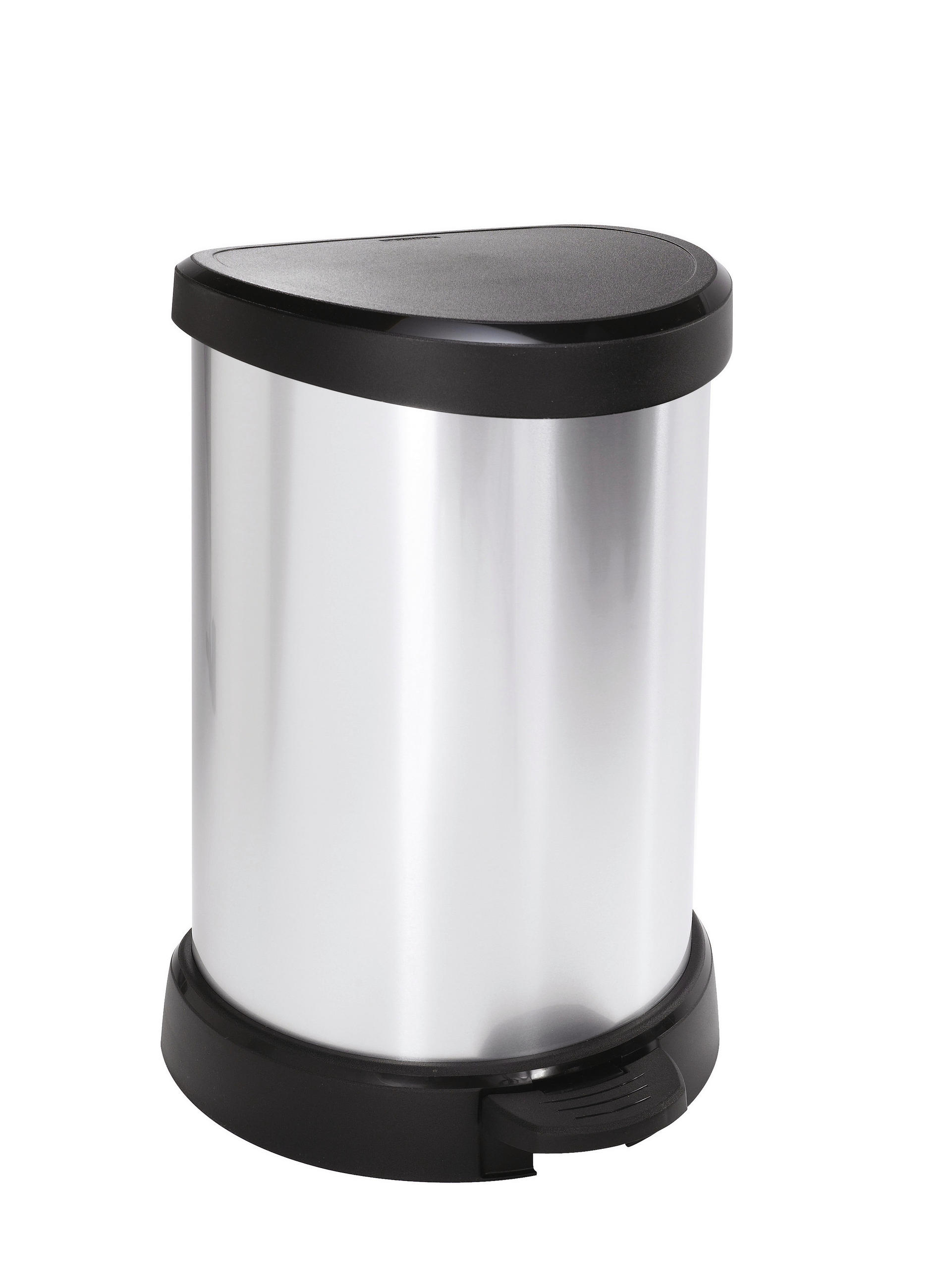 COȘ DE GUNOI CU PEDALĂ plastic  - argintiu, Basics, plastic (30.3/28.1/44.8cm)