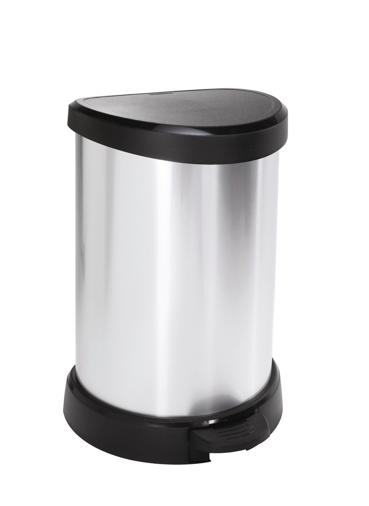 COȘ DE GUNOI CU PEDALĂ plastic  - argintiu, Basics, plastic (30.3/28.1/44.8cm)