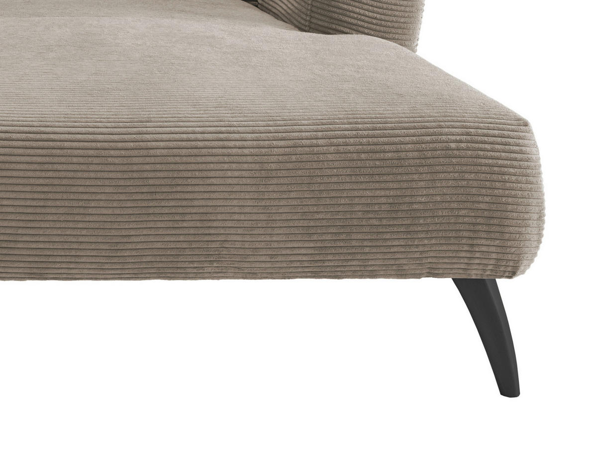 ECKSOFA in Cord Graubraun  - Graubraun/Schwarz, Modern, Holz/Textil (264/160cm) - MID.YOU