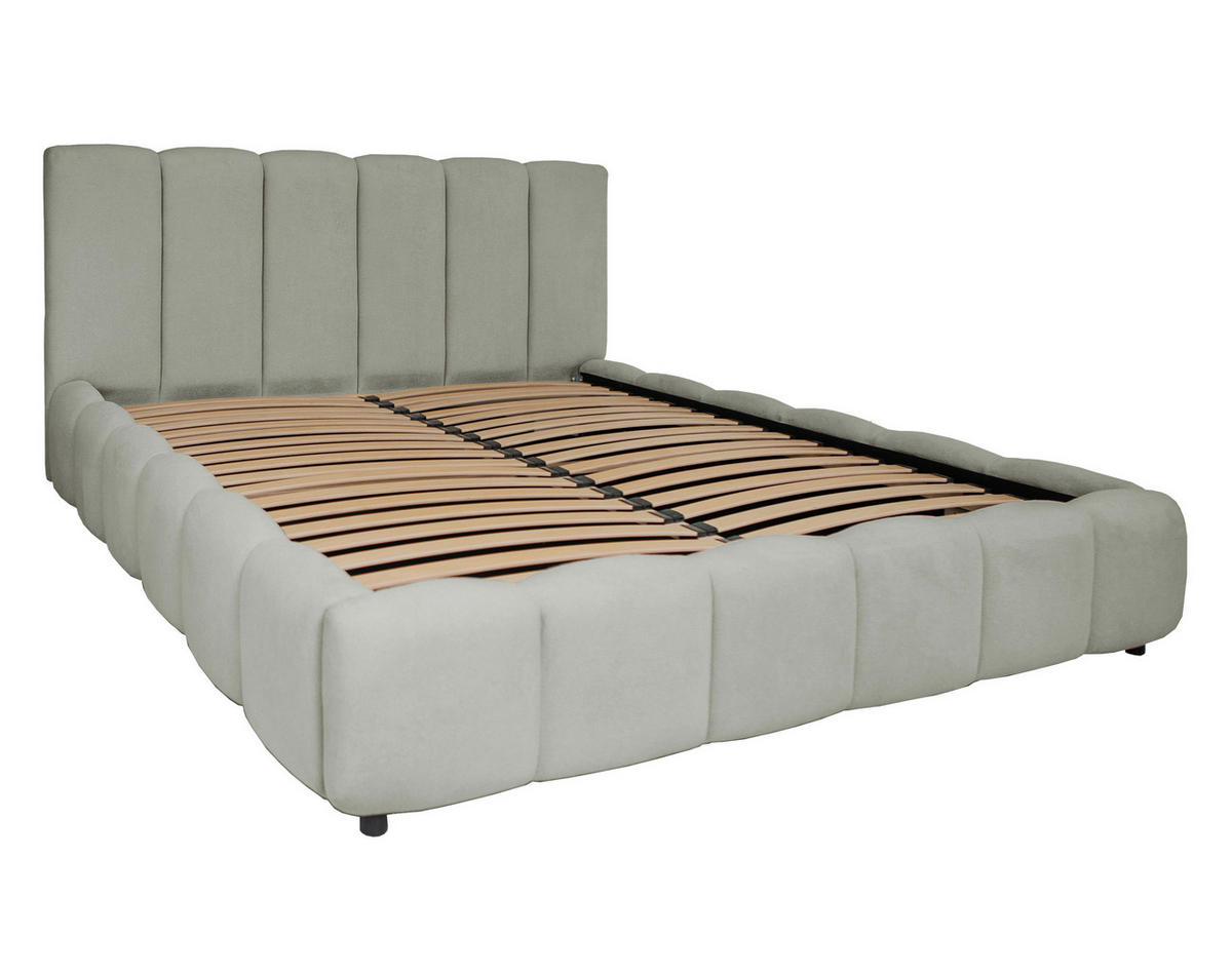 POLSTERBETT 160/200 cm,  in Hellgrau, Lattenrost, Bettkasten,  - Hellgrau/Schwarz, KONVENTIONELL, Holz/Kunststoff (160/200cm) - Boxxx