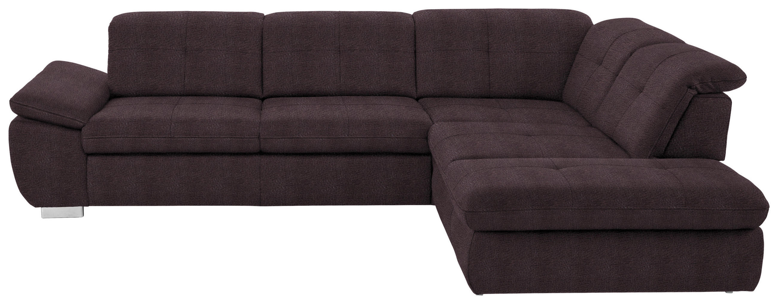 ECKSOFA in Mikrofaser Dunkelbraun  - Dunkelbraun/Silberfarben, Design, Textil/Metall (320/260cm) - Beldomo Speed