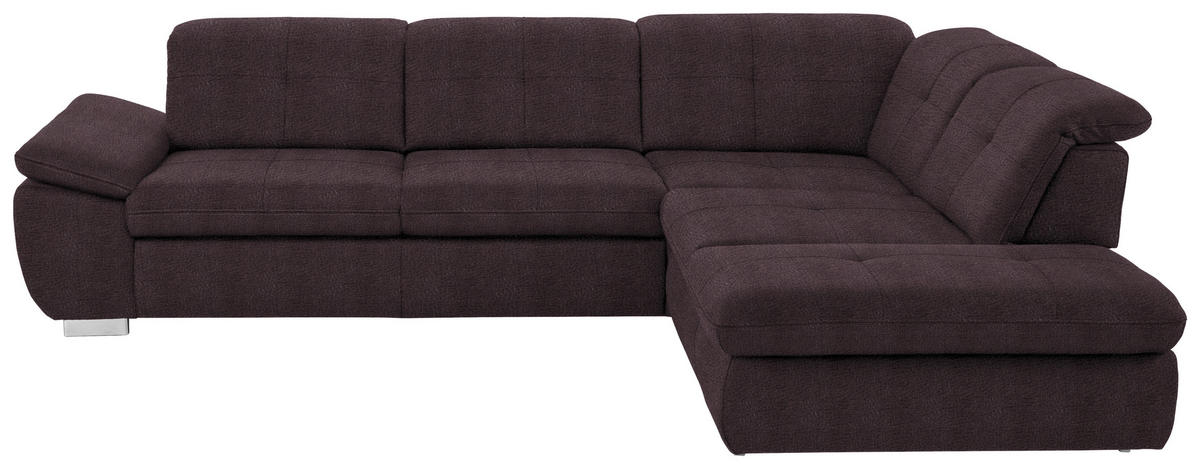 ECKSOFA in Mikrofaser Dunkelbraun  - Dunkelbraun/Silberfarben, Design, Textil/Metall (320/260cm) - Beldomo Speed