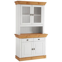 BUFFET 108/197/45 cm  in Weiß, Laugenfarbig  - Laugenfarbig/Weiß, ROMANTIK / LANDHAUS, Glas/Holz (108/197/45cm) - Boxxx