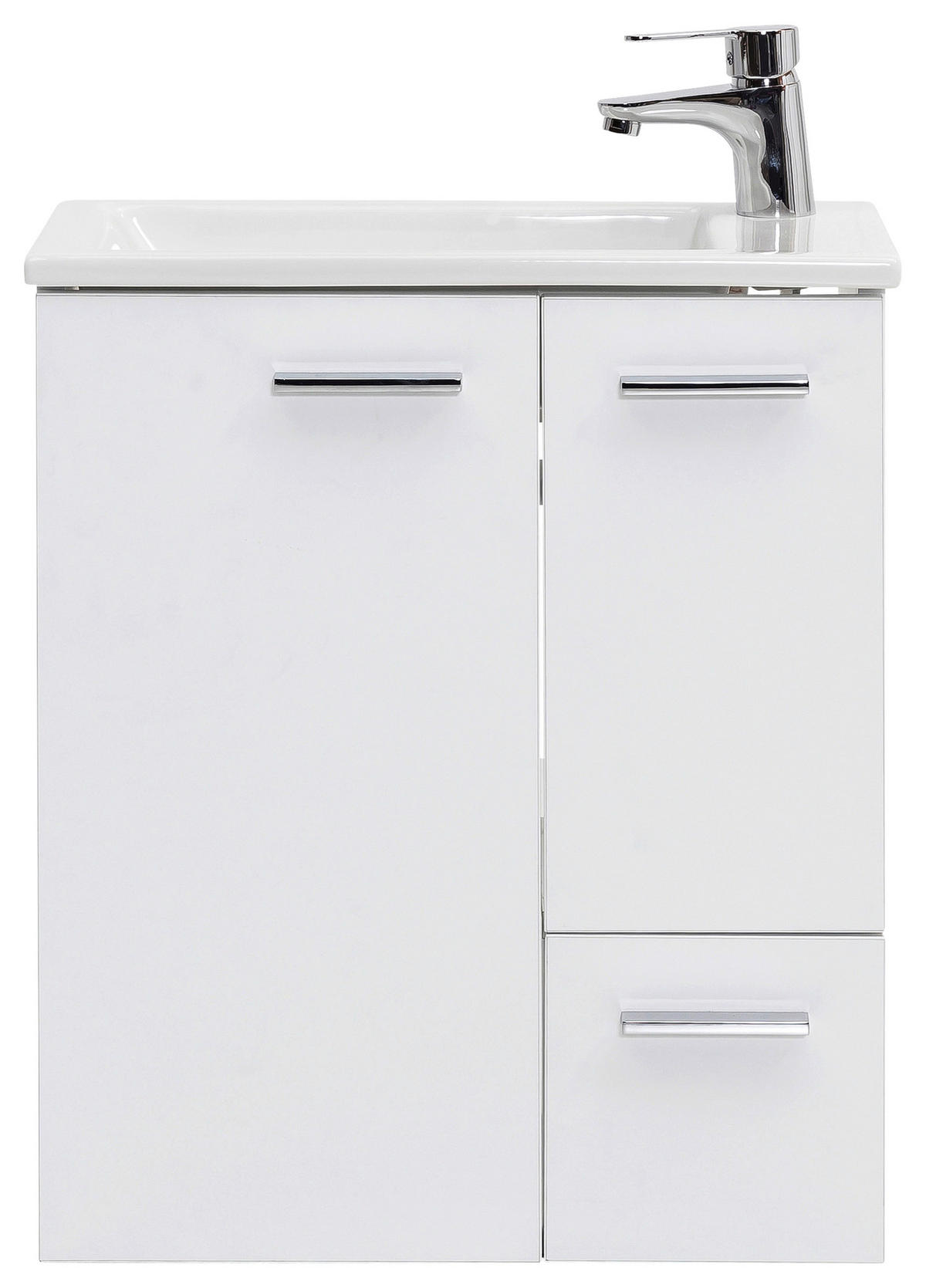 WASCHTISCHKOMBI 50 cm  - Weiß Hochglanz/Silberfarben, MODERN, Keramik/Holzwerkstoff (50cm) - MID.YOU