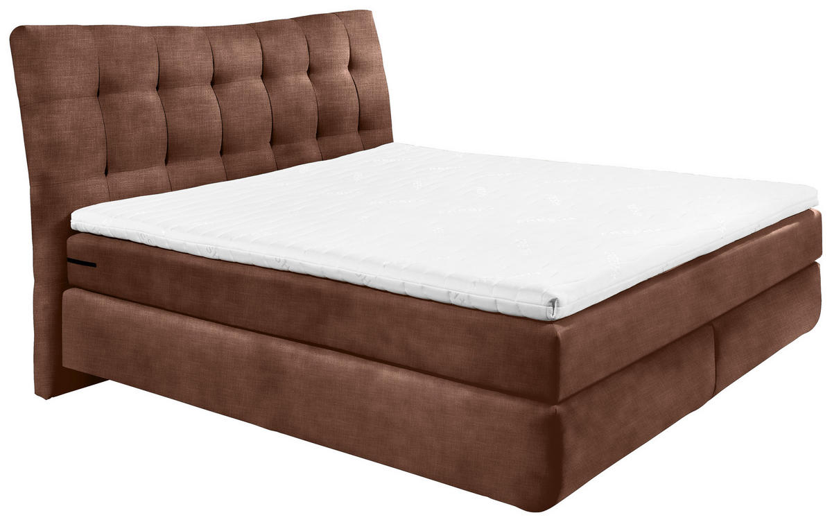 BOXSPRINGBETT 180/200 cm,  in Kupferfarben, gepolstertes Kopfteil, Topper, Matratzen, H3 + H4 = fest + sehr fest  - Schwarz/Kupferfarben, Basics, Holzwerkstoff/Kunststoff (180/200cm) - Esposa