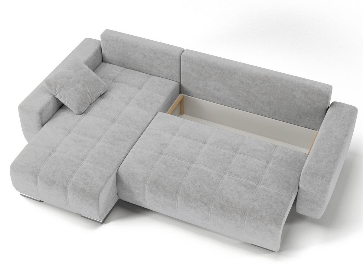 ECKSOFA LOPEZ in Flachgewebe Grau  - Silberfarben/Schwarz, Design, Kunststoff/Textil (190/296cm) - MID.YOU