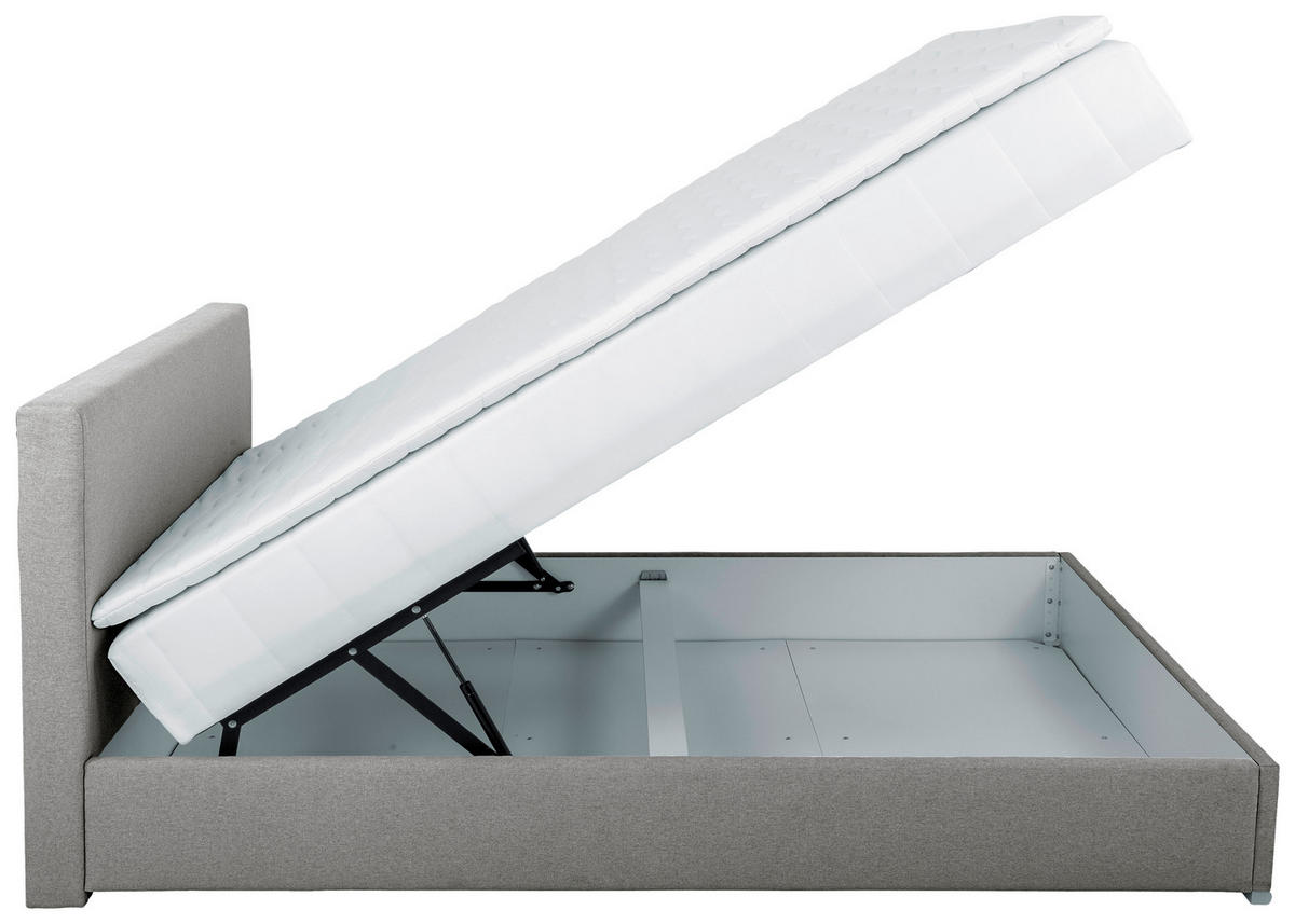 POSTELJA Z VZMETNICO 90 cm   x 200 cm  , tekstil svetlo siva  - barve kroma/svetlo siva, Konvencionalno, umetna masa/tekstil (90/200cm) - Carryhome