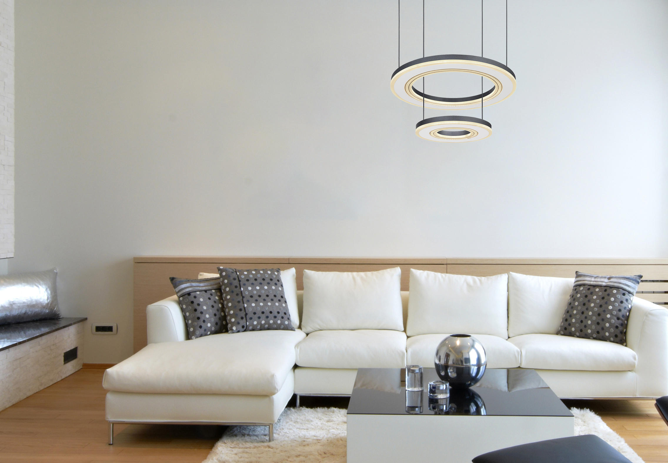 ZÁVĚSNÉ LED SVÍTIDLO, 50/120 cm  - bílá/černá, Design, kov/plast (50/120cm)