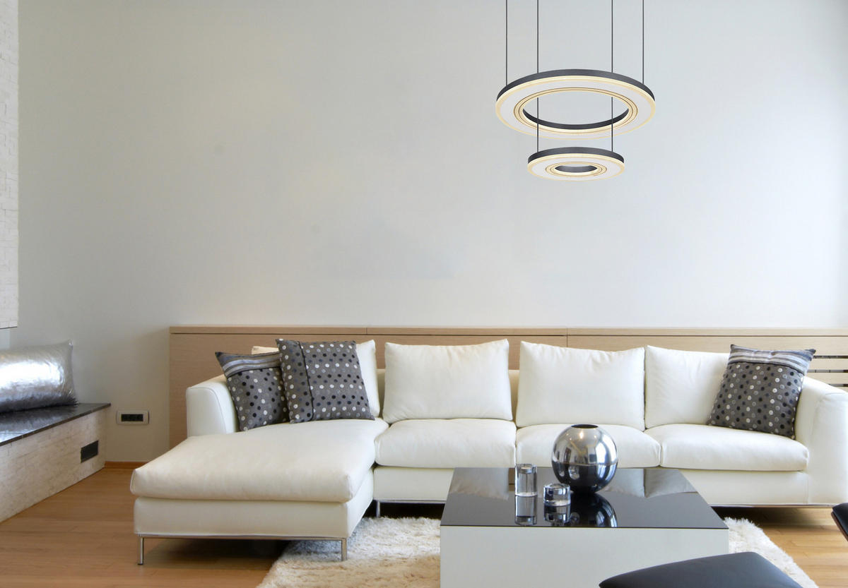 ZÁVESNÉ LED SVIETIDLO, 50/120 cm  - čierna/biela, Design, kov/plast (50/120cm)