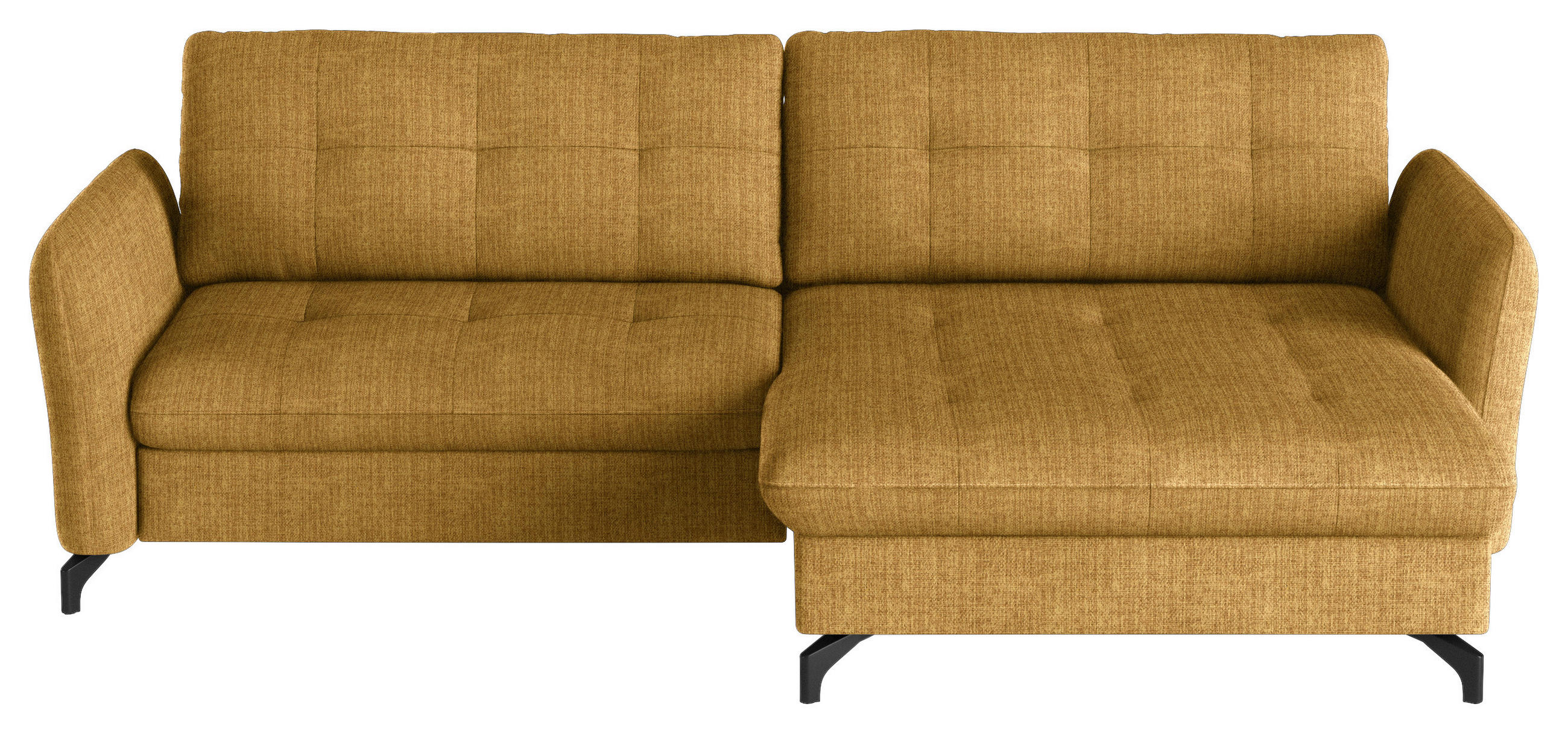 ECKSOFA Currygelb Flachgewebe, Leinenoptik  - Currygelb/Schwarz, Design, Textil/Metall (242/170cm) - Xora