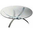 COUCHTISCH in Metall, Glas 105/105/45 cm  - Chromfarben, Design, Glas/Metall (105/105/45cm) - Novel