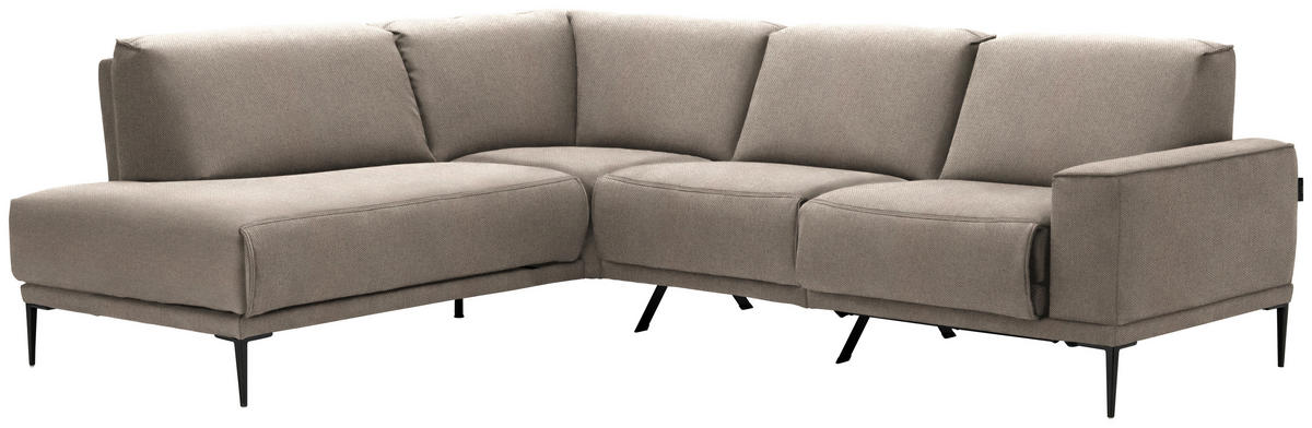 ECKSOFA in Flachgewebe Hellrosa, Hellbraun  - Hellbraun/Hellrosa, Design, Textil/Metall (210/260cm) - Johann Jakob