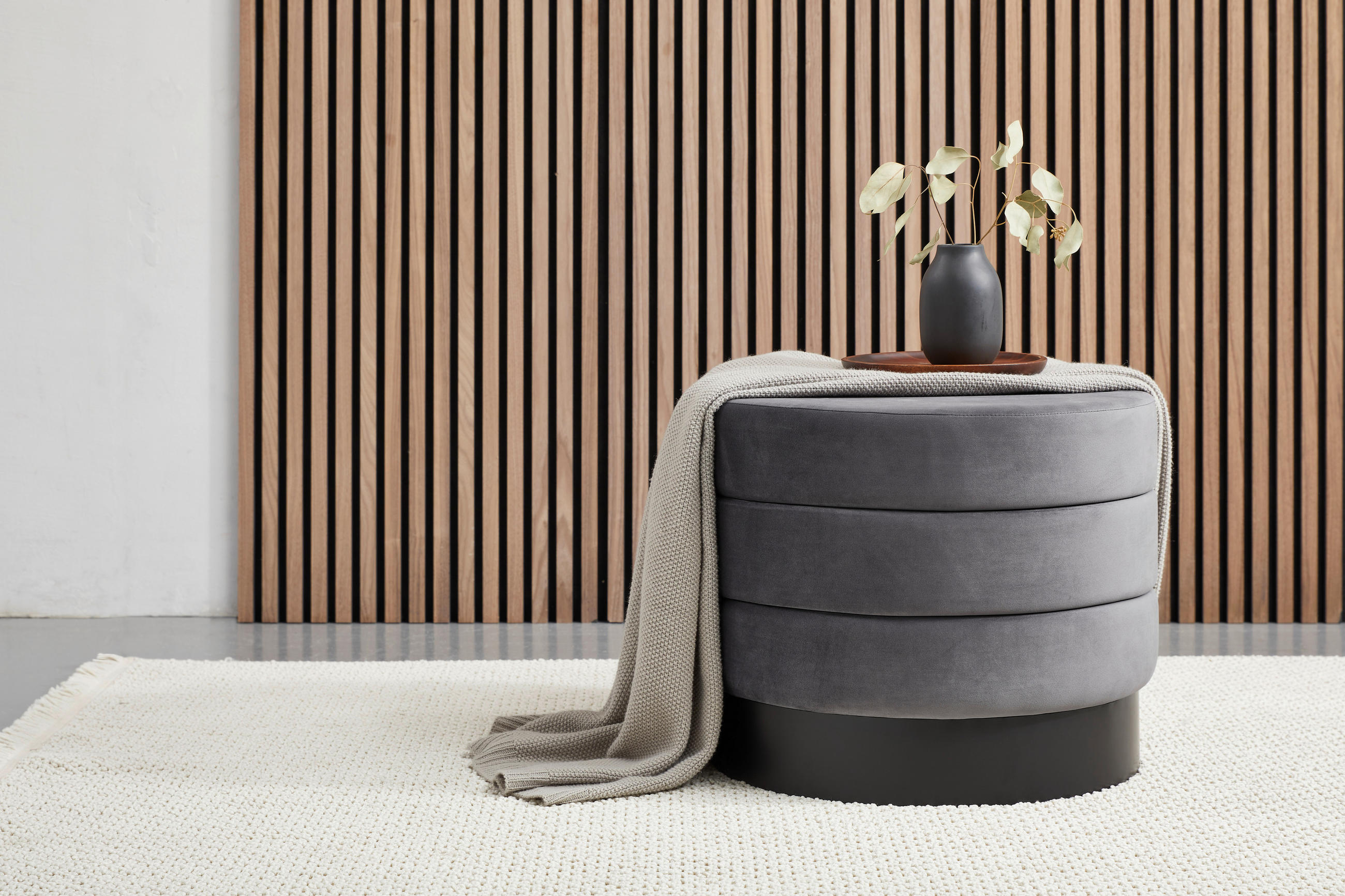 PALL i metall, textil grå, svart  - svart/grå, Trend, metall/textil (54/45/54cm) - Xora