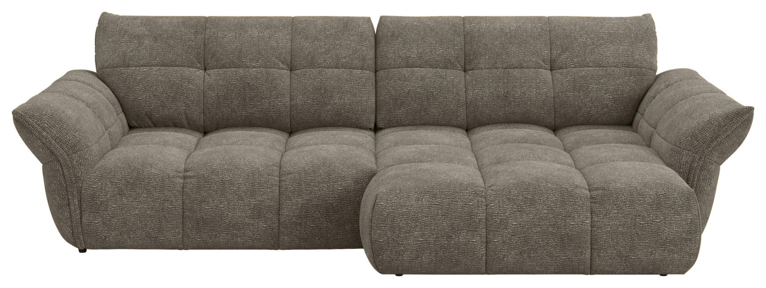 ECKSOFA Graubraun Chenille Rücken echt  - Graubraun/Schwarz, Design, Kunststoff/Textil (312/177cm) - Welnova