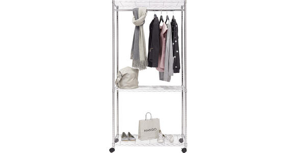 KLEIDERWAGEN in Chromfarben 90/187/45 cm - Chromfarben, Design, Metall (90/187/45cm) - Carryhome