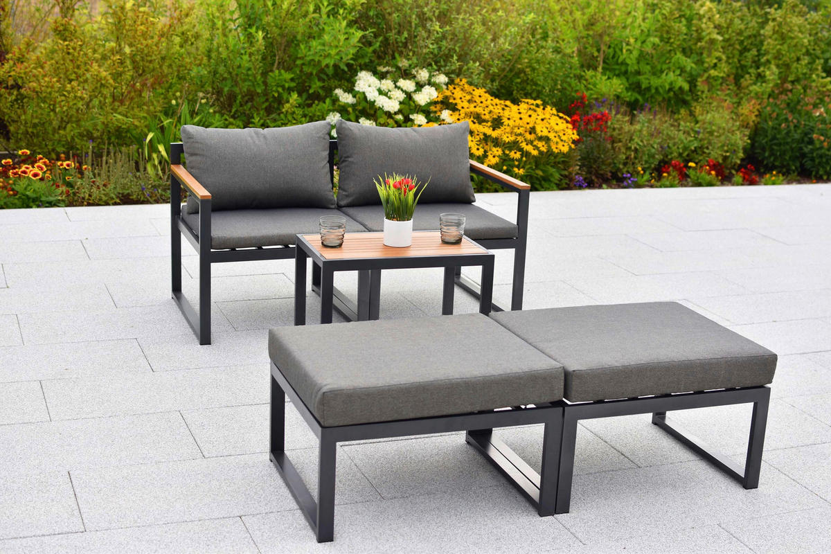 GARTENSET 11-teilig  - Graphitfarben/Naturfarben, KONVENTIONELL, Kunststoff/Textil - Gardenson