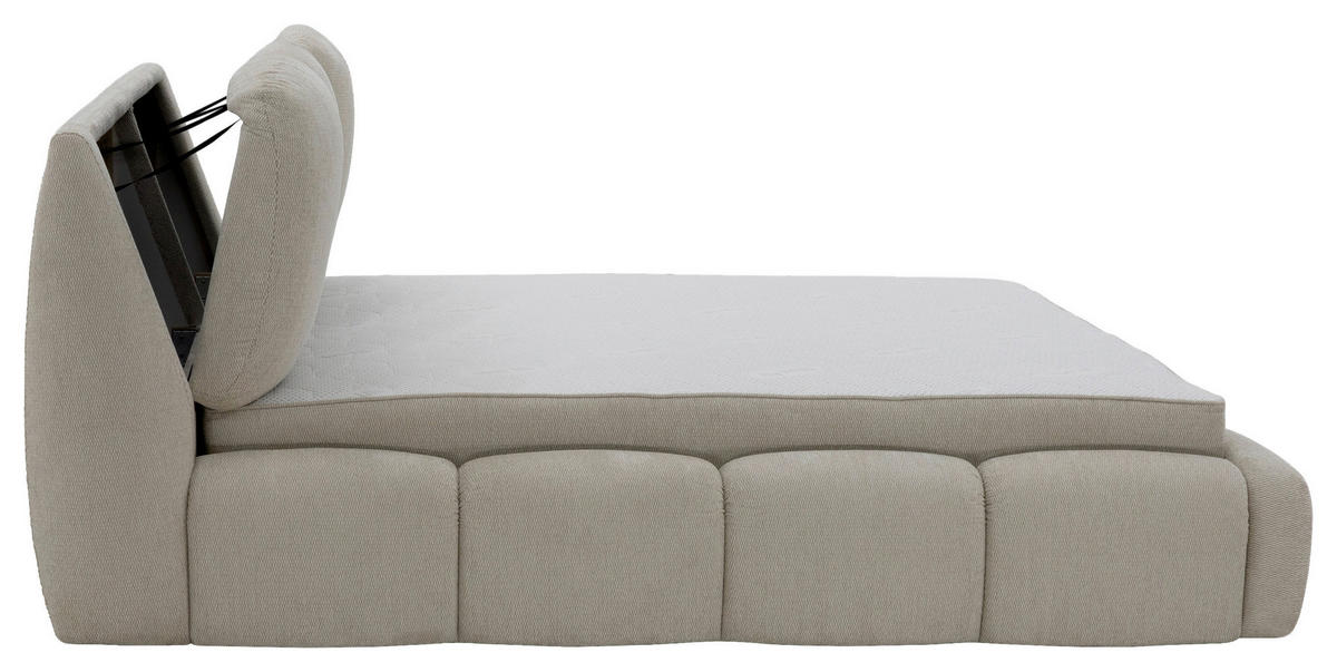 POLSTERBETT 180/200 cm,  in Creme, gepolstertes Kopfteil, Lattenrost, Bettkasten,  - Creme/Schwarz, Design, Holz/Kunststoff (180/200cm) - Chameo