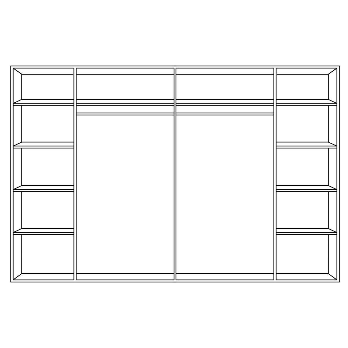  SCHWEBETÜRENSCHRANK 286/215/74 cm  - Weiss/Eichefarben, Natur, Glas/Holz (286/215/74cm) - Linea Natura