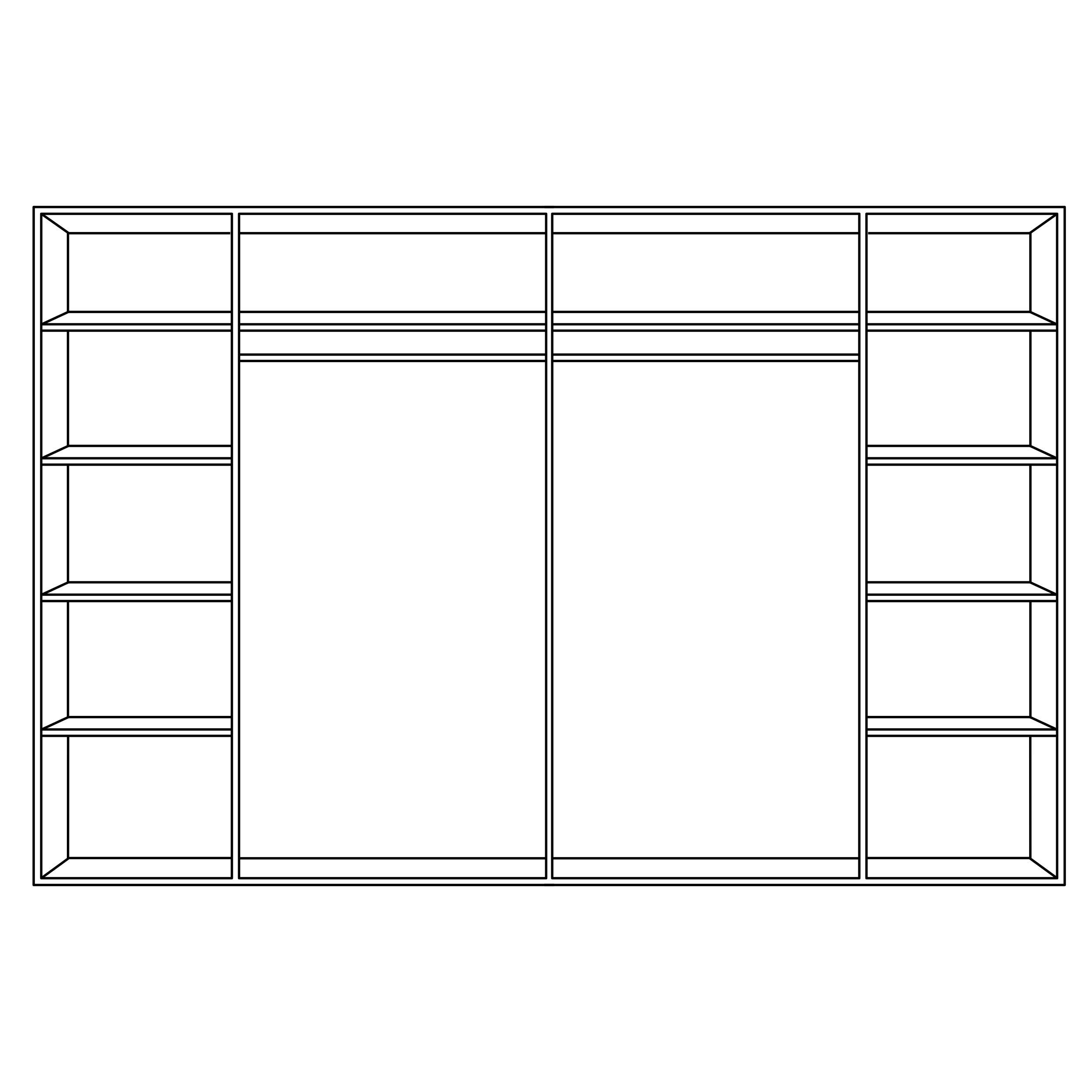 Thumbnail - Linea Natura Schwebetürenschrank, Weiß, Eiche, Holz, Asteiche, massiv, 10 Fächer, 246x215x74 cm, Beimöbel erhältlich, um...