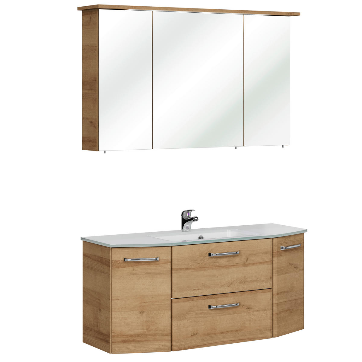 BADEZIMMER 3-teilig  in 115 cm  - Chromfarben/Eichefarben, KONVENTIONELL, Glas/Holzwerkstoff (115cm) - Pelipal
